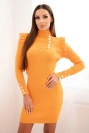 Fitted sweater dress with buttons mustard