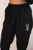 Women's set with viscose, decorated and elastic trousers black