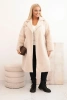 Dámský kabát Plus Size s vlnou a velkým límcem béžový