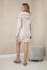 Dress with decorative frills and a hood beige