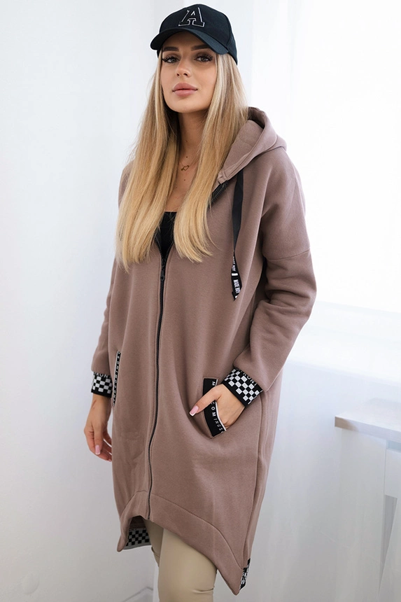 Kapuzenpullover mit Reißverschluss Mokka