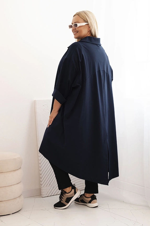 Plus Size women's cardigan Punto with cotton and buttons navy blue