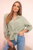Bavlnená mušelínová košeľa oversize svetlá khaki