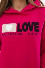 Zateplená bavlněná mikina s kapucí Love fuchsie
