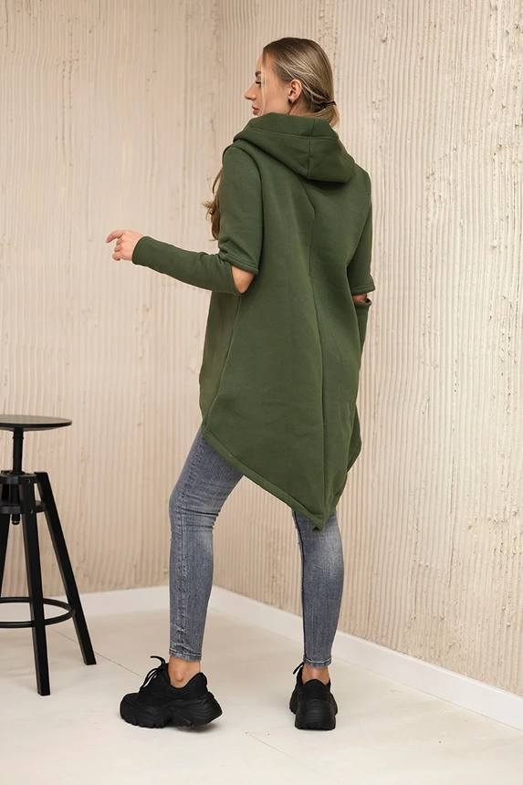 Isoliertes Sweatshirt mit längerem Rücken khaki