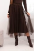 Women's midi tulle skirt with viscose lining brown