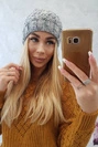 Women's cap Eliza K205 gray + purple + ecru