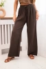 Spodnie muślinowe z szeroką nogawką brązowa