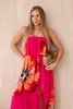 Off-the-shoulder viscose dress fuchsia