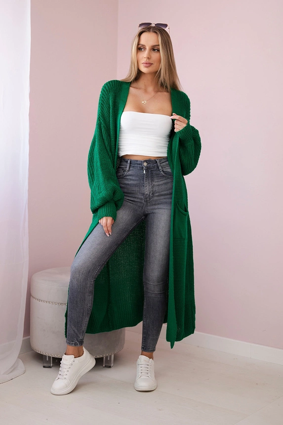 Pullover lange Strickjacke grün