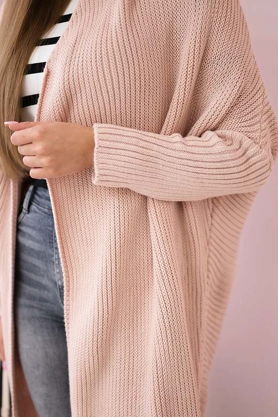 Sweter z rękawami typu nietoperz pudrowy róż