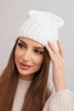 Women's winter hat with wool decorated with sequins and braid K473 white