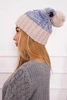 Paryžiaus vilnonė kepurė K213 light beige+blue