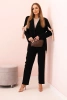 Women's set with viscose – blazer with lapels and pants with black piping black