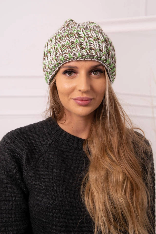 Čepice s rolováním Klara K311 zelená+hnědá