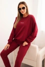Women's cotton set with Minimal print burgundy