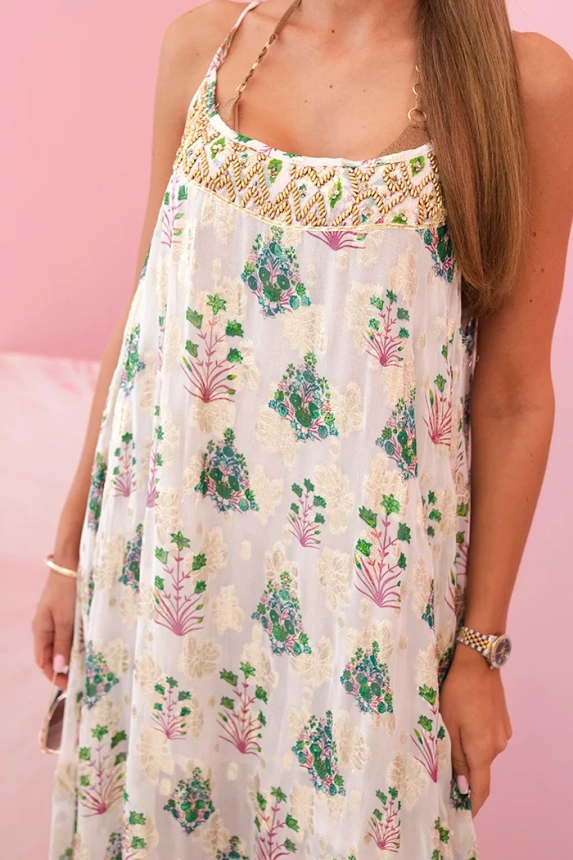 Women's dress with straps made of light viscose violet