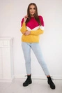 Geometrisch gemusterter Pullover fuchsia+mustard