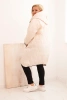 Damenjacke Plus Size gesteppte mit Kapuze und sportlichen Bündchen beige