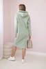 Dress with a hood and a slit on the side dark mint