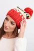 Women's winter hat with wool and a large pompom K422 raspberry