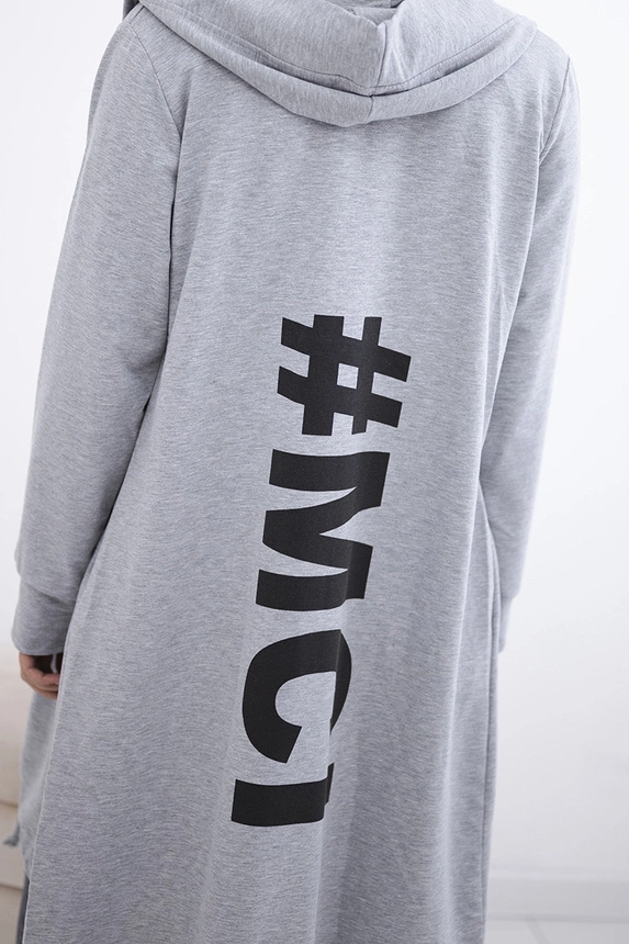 Cardigan with print oversize gray