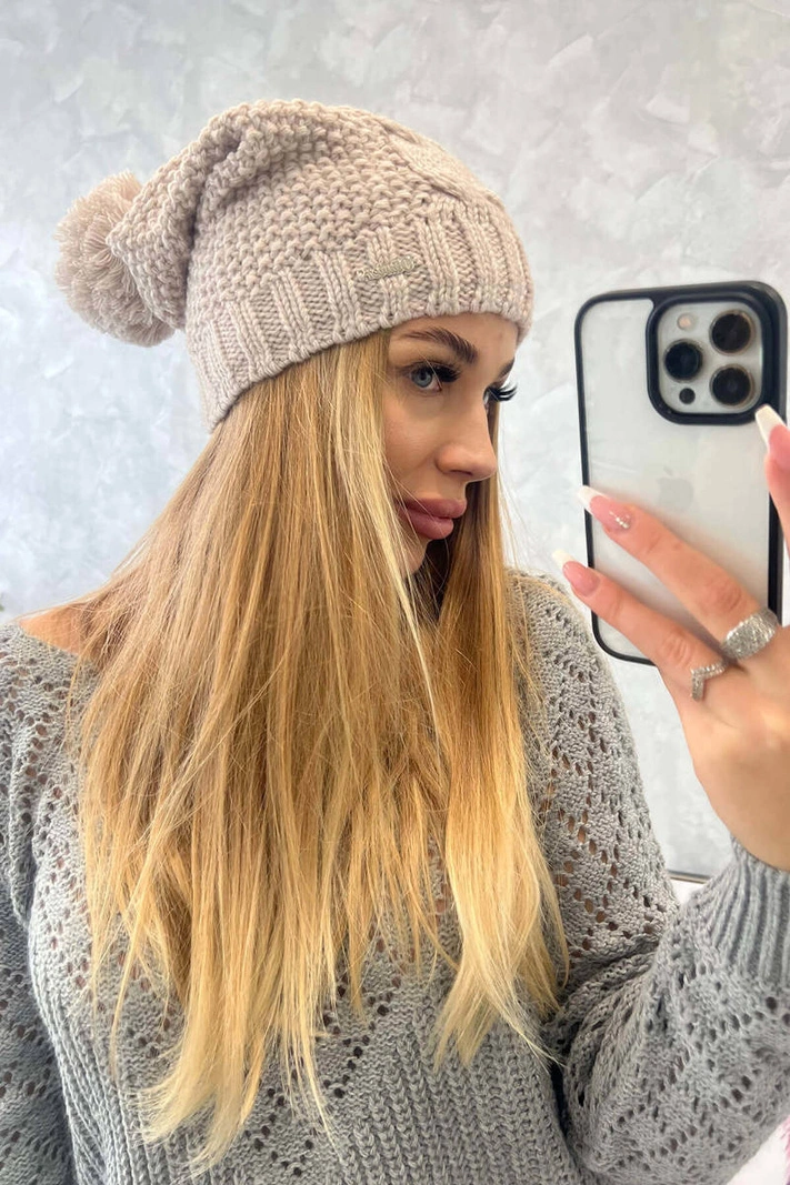 Čapica s fleece Justyna K253 svetlo béžová