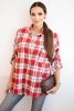 Women's cotton checkered shirt with a distressed effect red