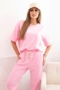 Women's viscose set with short sleeves and trousers light pink 