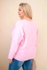 Moteriška medvilninė bluzonė Plus Size su V formos iškirpte šviesiai rožinė
