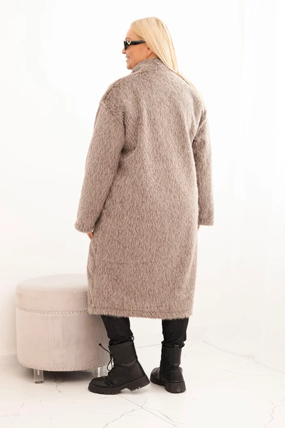 Women's Plus Size viscose coat without fastening with pockets fango