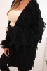 Women's cardigan with fringes and a loose fit black