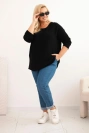 Plus size women's sweater with a boat neckline black