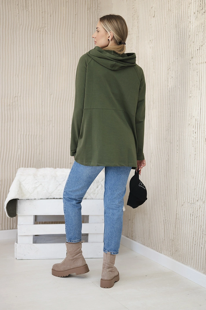Tunika so zipsom na kapote Oversize khaki