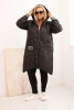 Plus Size women's quilted jacket with a hood and sporty cuffs black