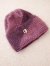A hat women's classic with decorative emblem dark purple+dark pink