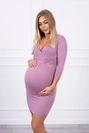 Dress fitted with a cut under the bust dark pink