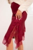 Women's viscose skirt with lace and an asymmetrical hem burgundy