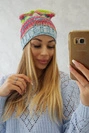 Klaudia vilnonė kepurė K255 geltona neon+mėlyna