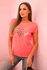 Women's cotton short-sleeve blouse with "Stay Wild" print neon orange