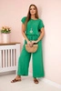 Viscose set pleated blouse + trousers green