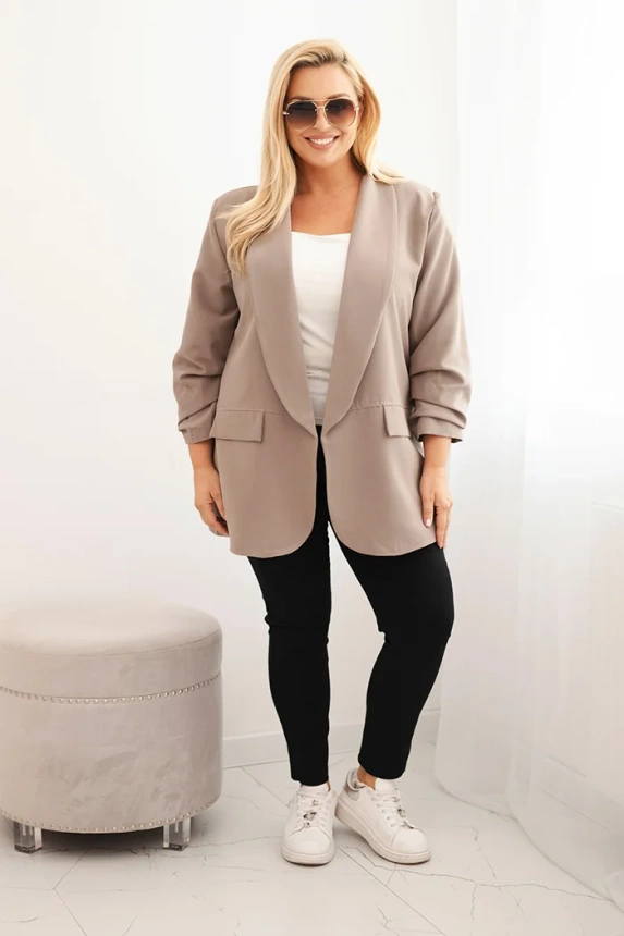 Dámska sako Plus Size elegantná fango