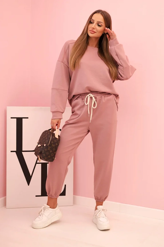 Set sweatshirt + pants buttery fabric dark pink