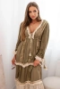 Damen-Boho-Kleid mit Spitze khaki