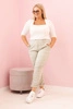 Plus Size women's distressed pants with viscose and elastic light khaki