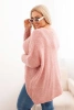 Svetr dámský Plus Size z akrylu s volným střihem a rukávem 3/4 tmavě růžový