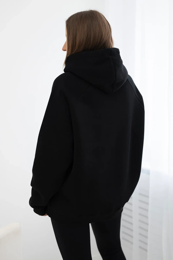 Insulated cotton sweatshirt with a hood Love black