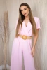 Overalls with a decorative belt at the waist candy pink