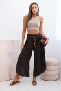 Women's viscose trousers with leg slit brown