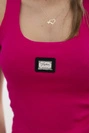 Gerippte Bluse mit fuchsiafarbenem Glitzer